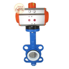 DN100 4 inch wafer connection air water treatment pneumatic control butterfly valve with actuator